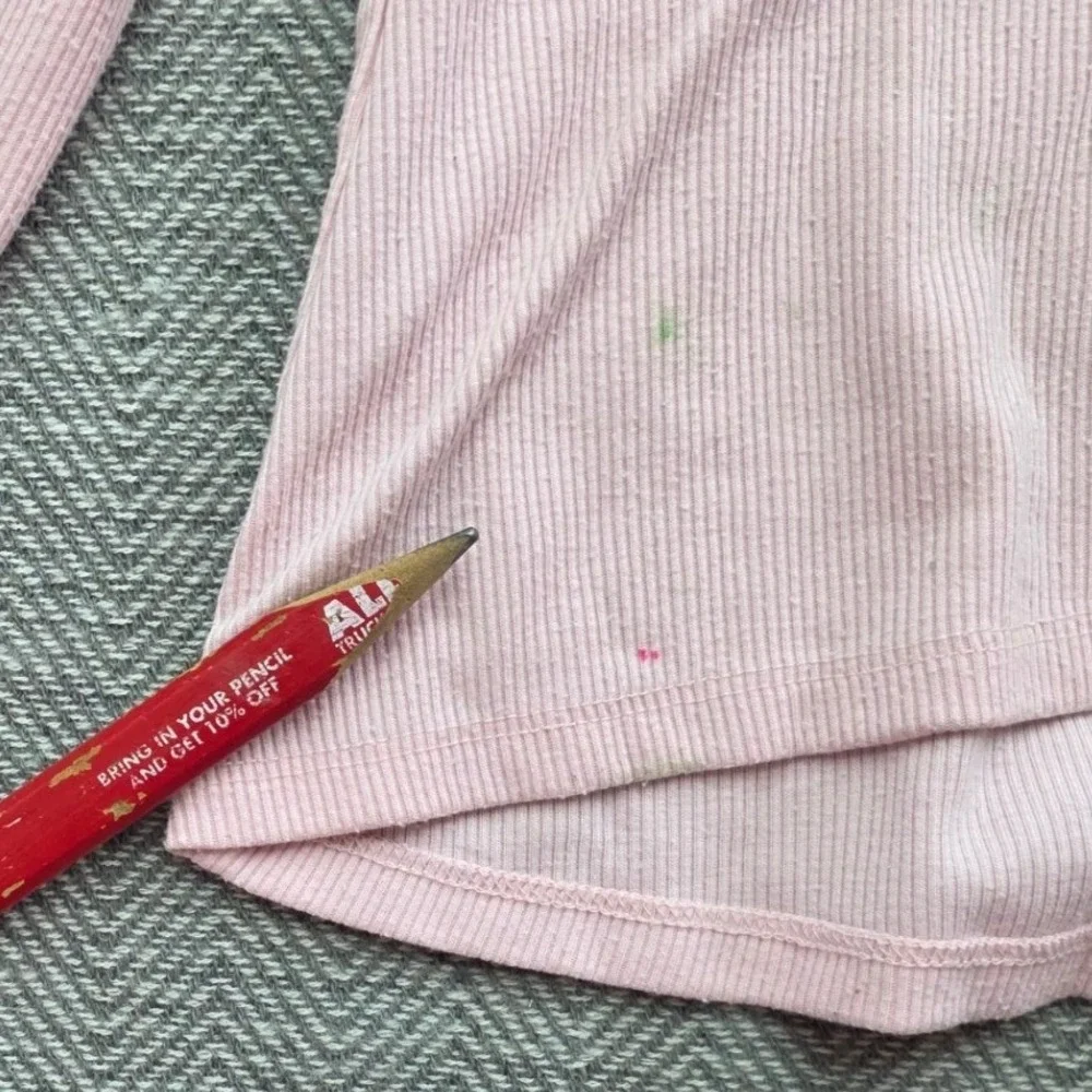 Justice Girls Pink Ribbed Loved Glitter Graphic Side Tie Top Size S 7/8